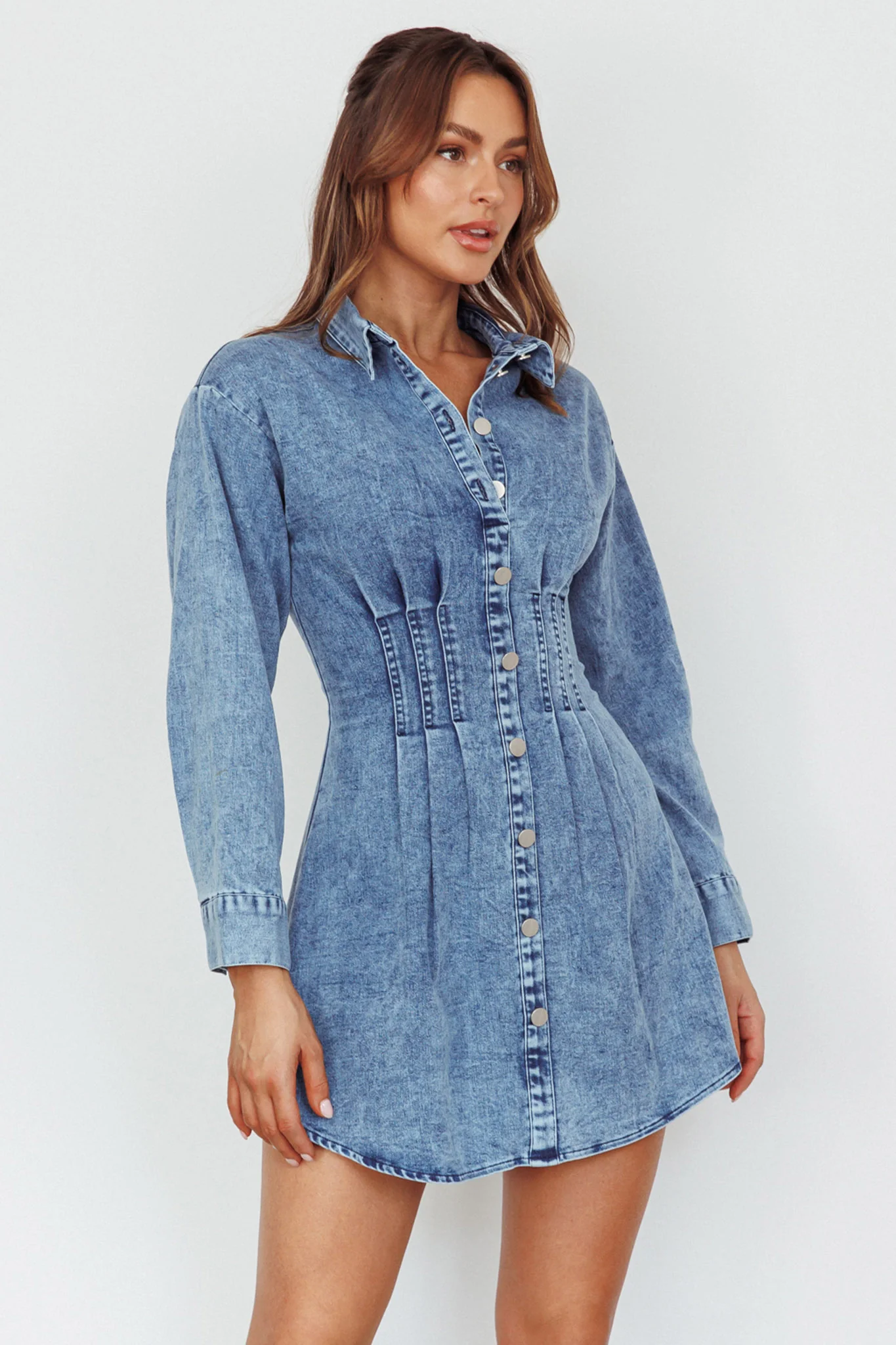 Zurich Long Sleeve Mini Dress Blue - Image 5