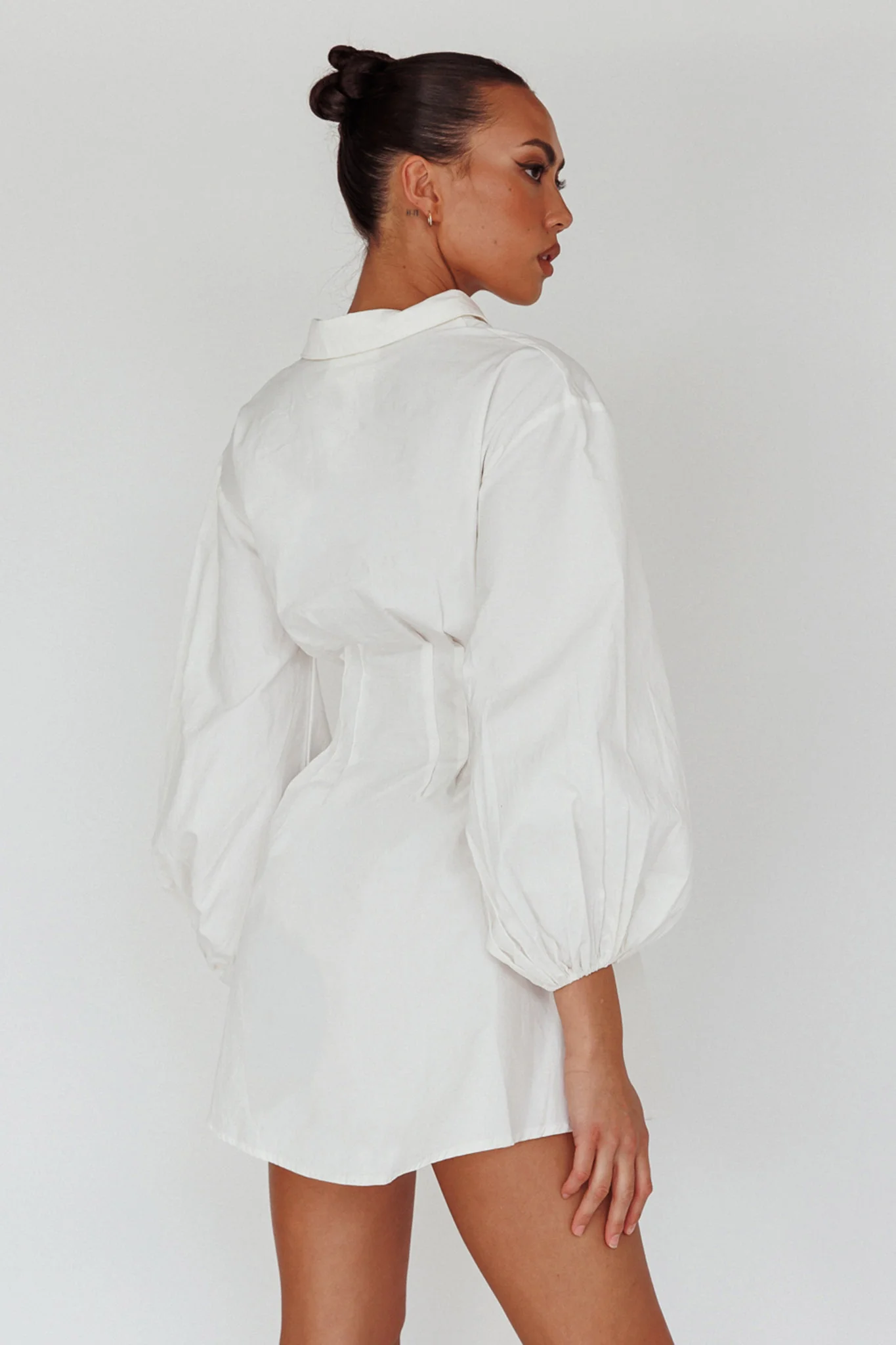 Zurich Long Sleeve Mini Dress White - Image 2