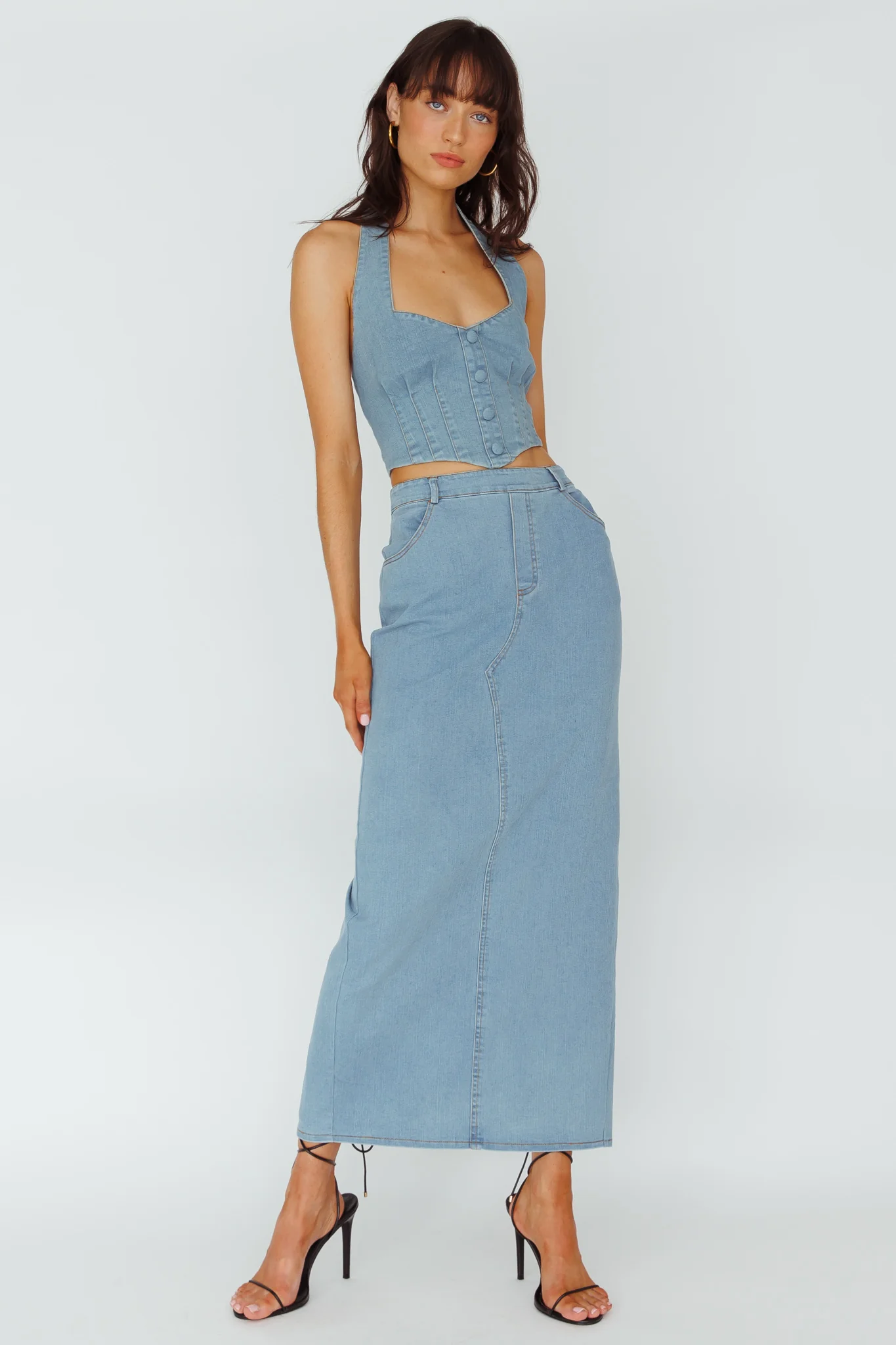 Zurich Pocket Maxi Skirt Denim Blue - Image 2