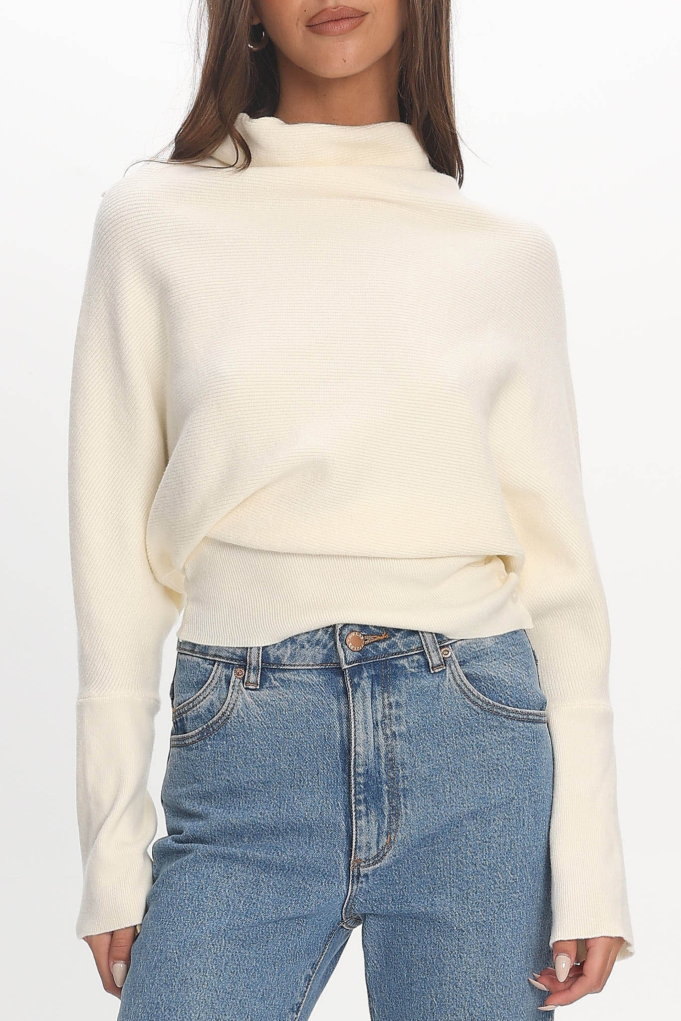 Zyah Turtleneck Knit Sweater Cream - Image 5